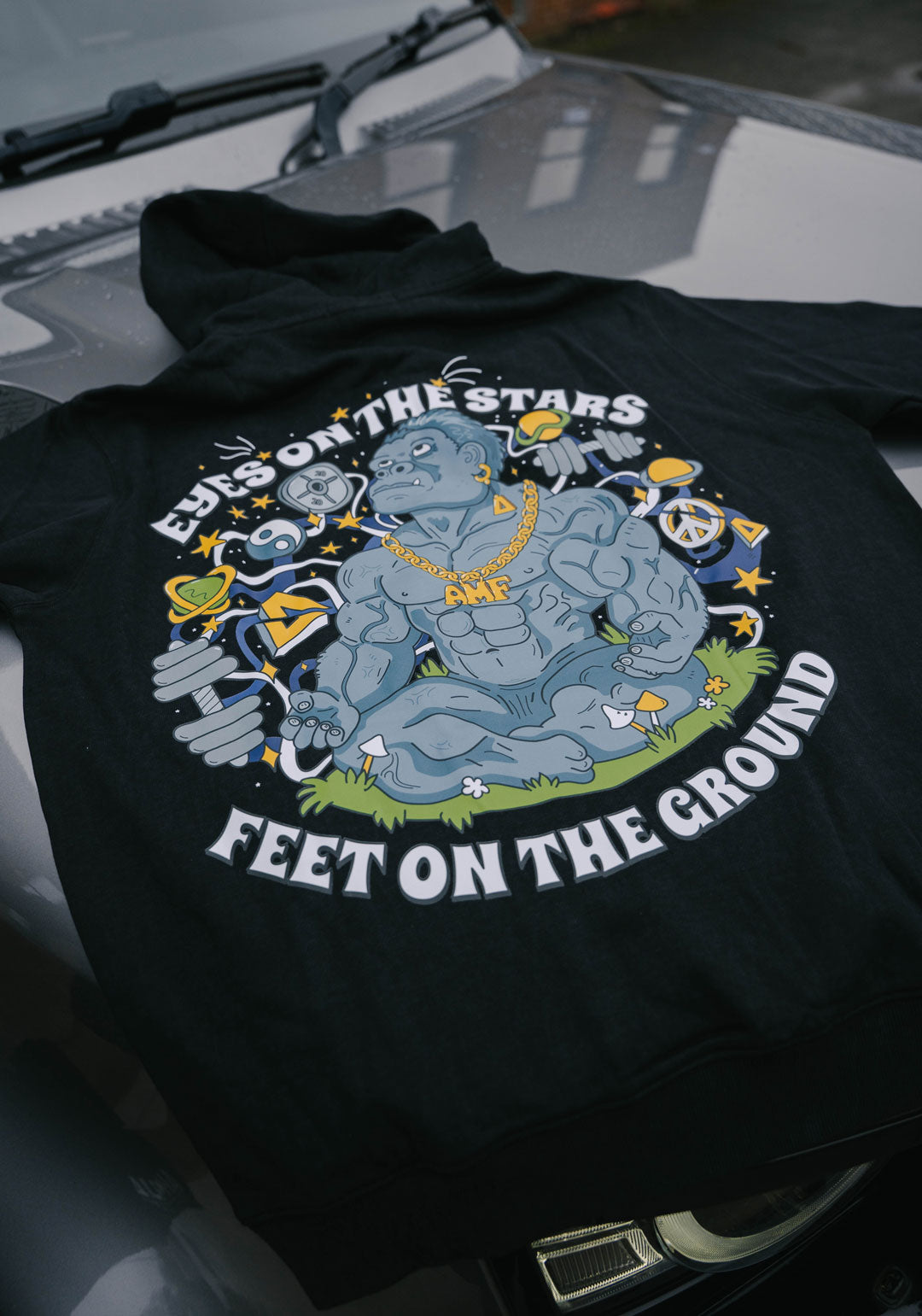 Pump Cover Hoodie - Eyes on the stars design | unisex gym hoodie